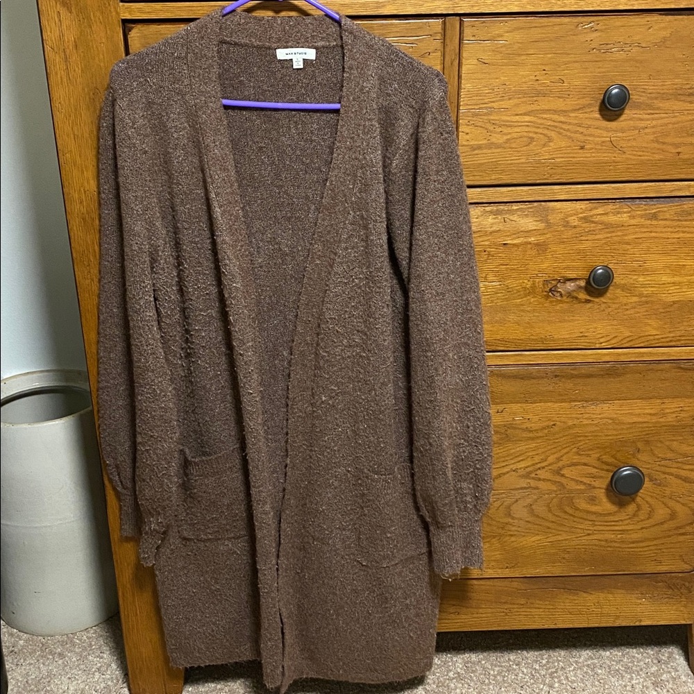 Max Studio Rich Brown Long Knit Sweater